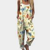 Comfortable Printed Dungarees, Green - Print 3