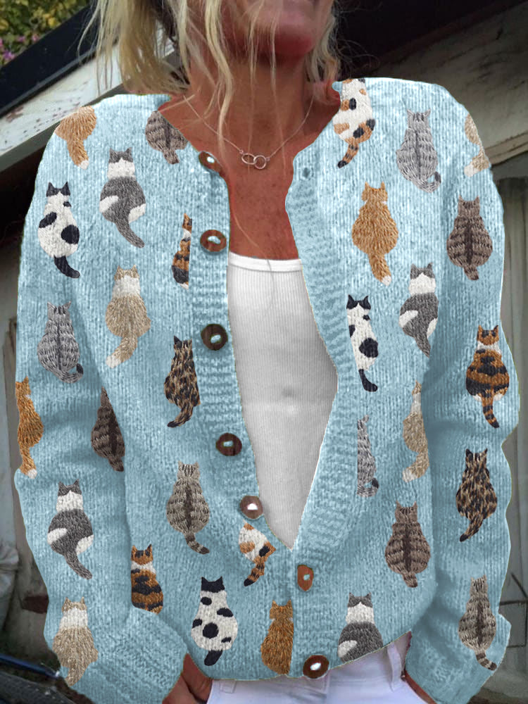 Delilah | Cat Print Autumn Cardigan