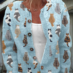 Delilah | Cat Print Autumn Cardigan