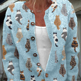 Delilah | Cat Print Autumn Cardigan