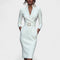 Kate | Refined black dress with belt and mandarin collar