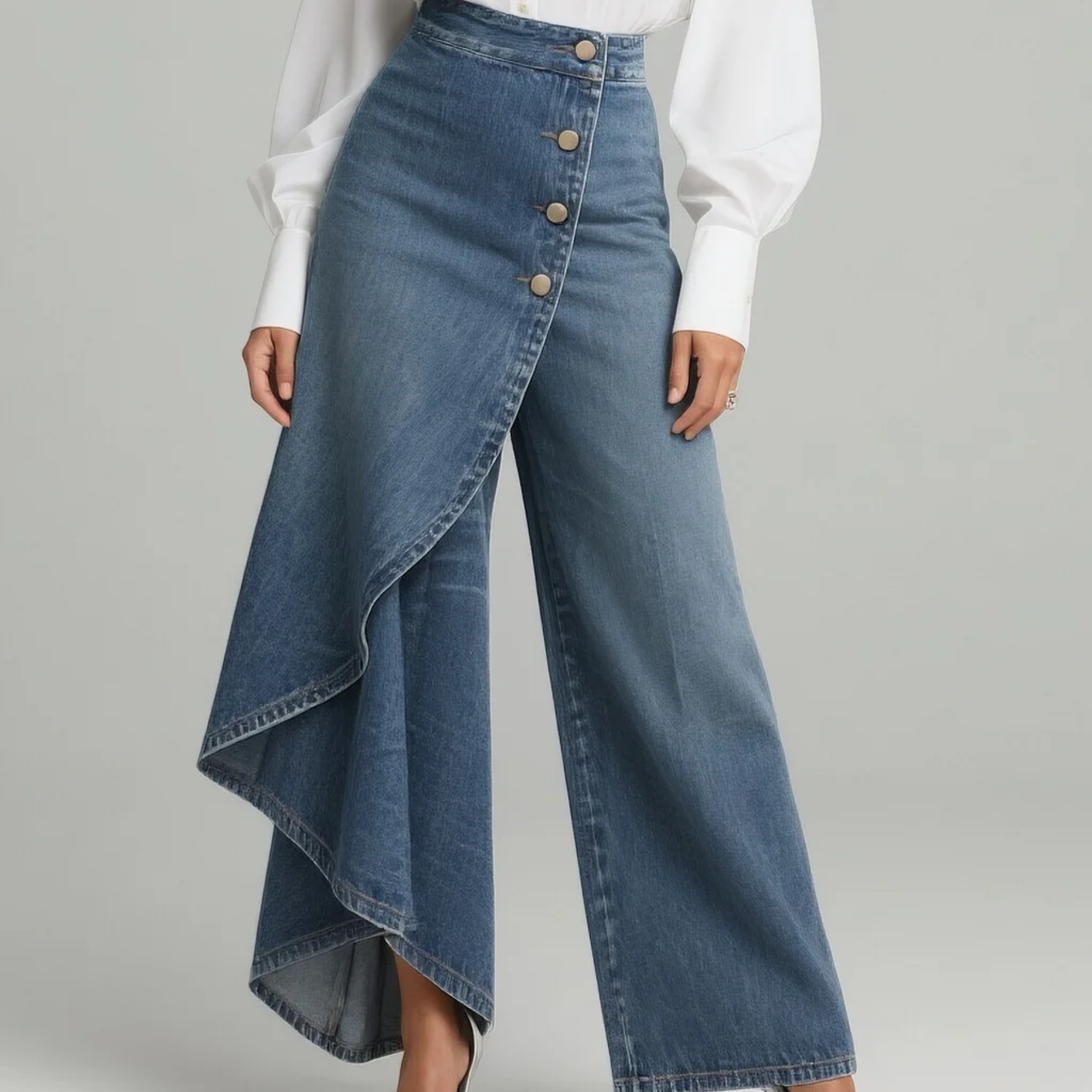 Holly - Wrap Denim Trousers
