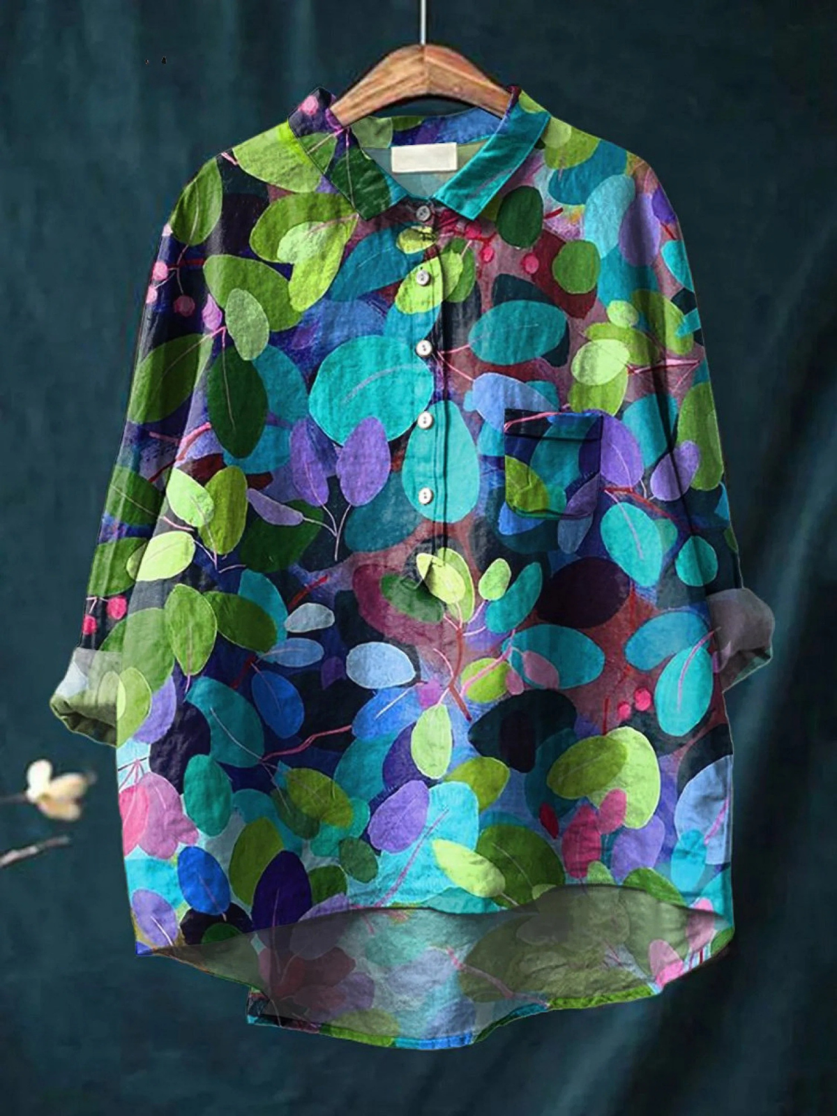 Lotte | Women's Relaxed Blouse Featuring Forest Art Print