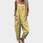 Comfortable Printed Dungarees, Yellow