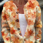 Ophelia | Leaf Print Autumn Cardigan