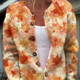 Ophelia | Leaf Print Autumn Cardigan