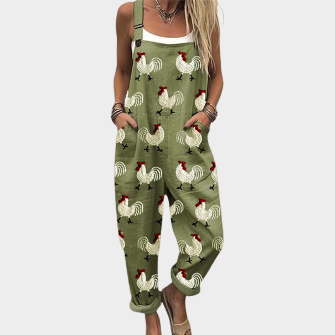 Comfortable Printed Dungarees, Green - Print 4