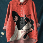 Paula | Casual Blouse Featuring Adorable French Bulldog Design