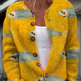 Genevieve | Fish Print Autumn Cardigan