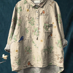 Lotte | Women's Casual Blouse Featuring Branch and Robin Design