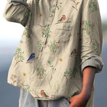 Lotte | Women's Casual Blouse Featuring Branch and Robin Design