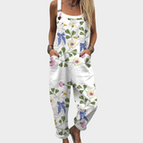 Comfortable Printed Dungarees, White