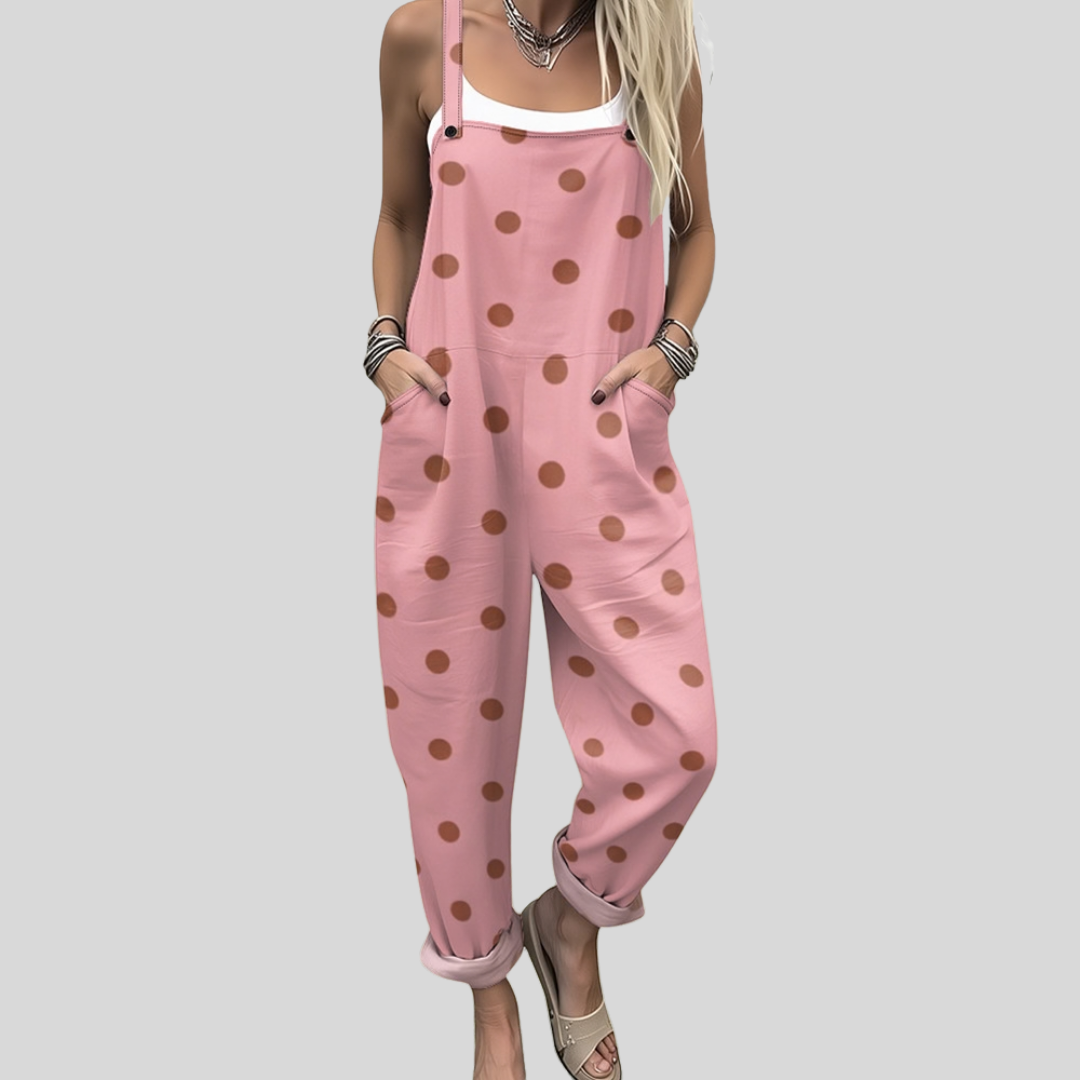 Comfortable Printed Dungarees, Pink - Print 3