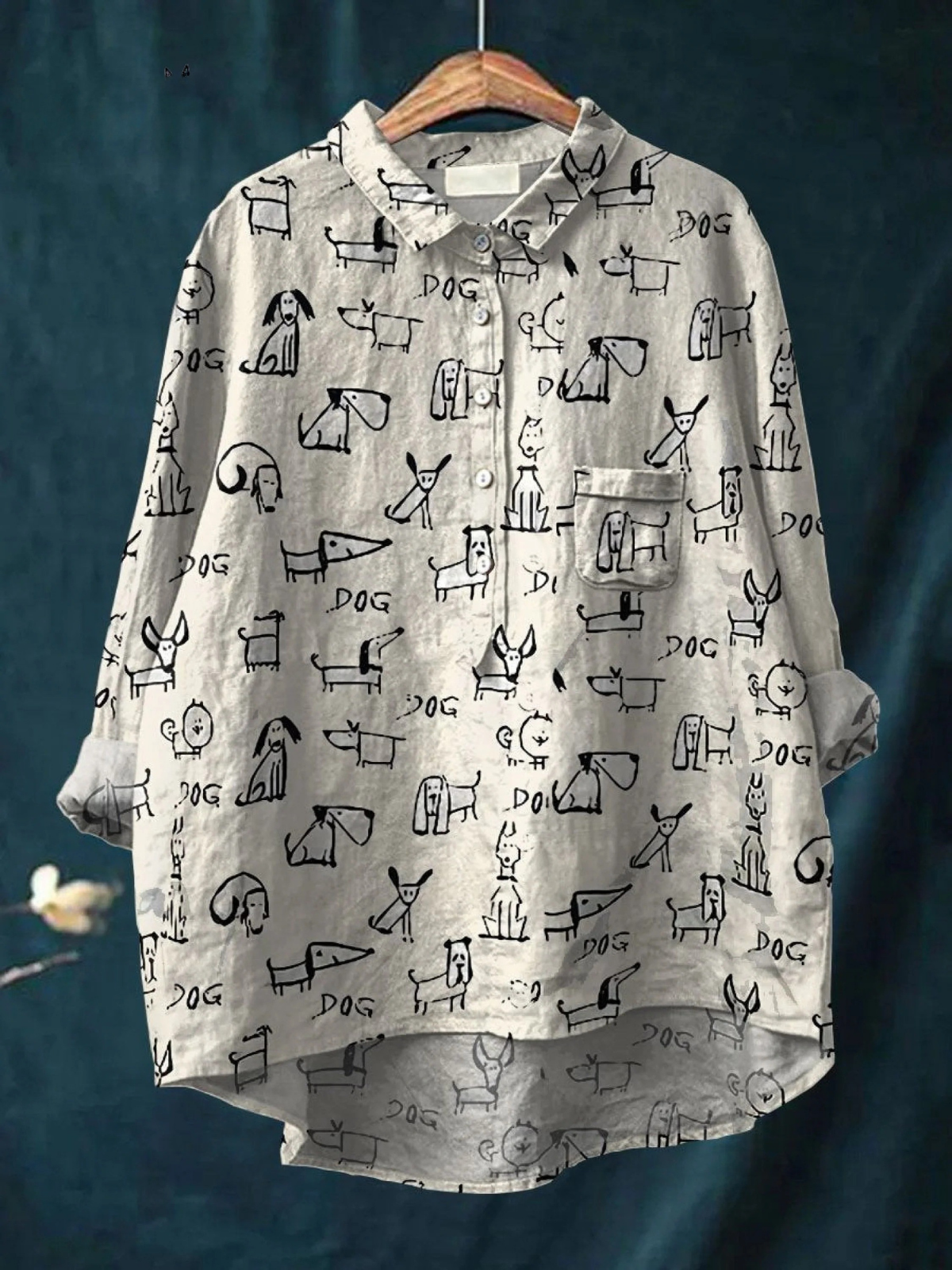 Rose | Adorable Dog Print Casual Blouse