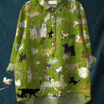 Paula | Relaxed Fit Blouse Featuring Dog Artwork