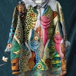 Rose | Vintage-Inspired Casual Blouse Featuring a Whimsical Fish Design
