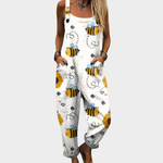 Comfortable Printed Dungarees, White - Print 5