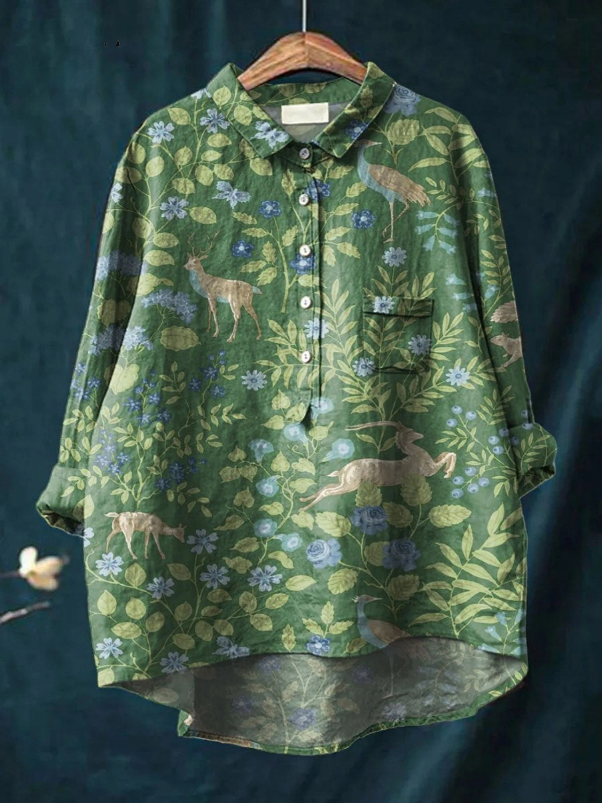 Lotte | Vintage Floral and Animal Print Casual Blouse