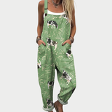Comfortable Printed Dungarees, Green