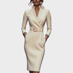 Jana | Elegant Black Shift Dress with Belt