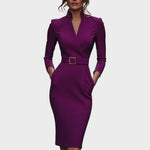 Jana | Elegant Black Shift Dress with Belt