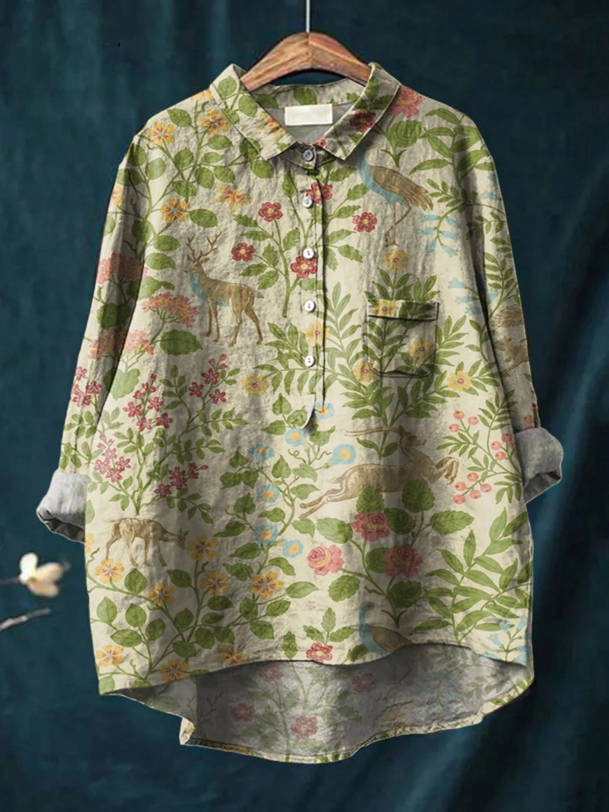 Lotte | Vintage Floral and Animal Print Casual Blouse