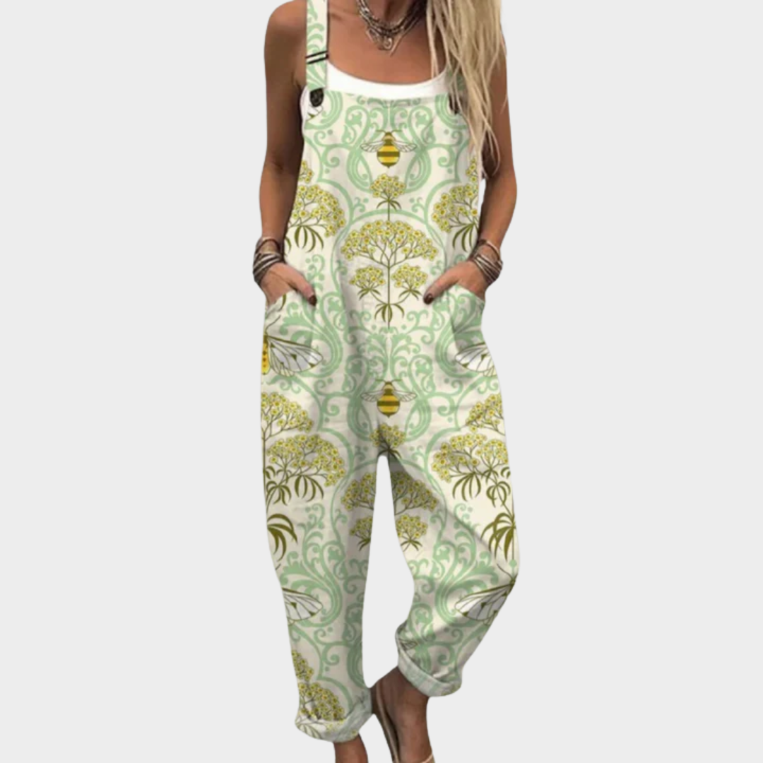Comfortable Printed Dungarees, Green - Print 2