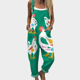 Comfortable Printed Dungarees, Green - Print 5