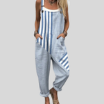 Comfortable Printed Dungarees, Blue/ White - Print 2