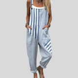 Comfortable Printed Dungarees, Blue/ White - Print 2