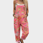Comfortable Printed Dungarees, Pink - Print 2