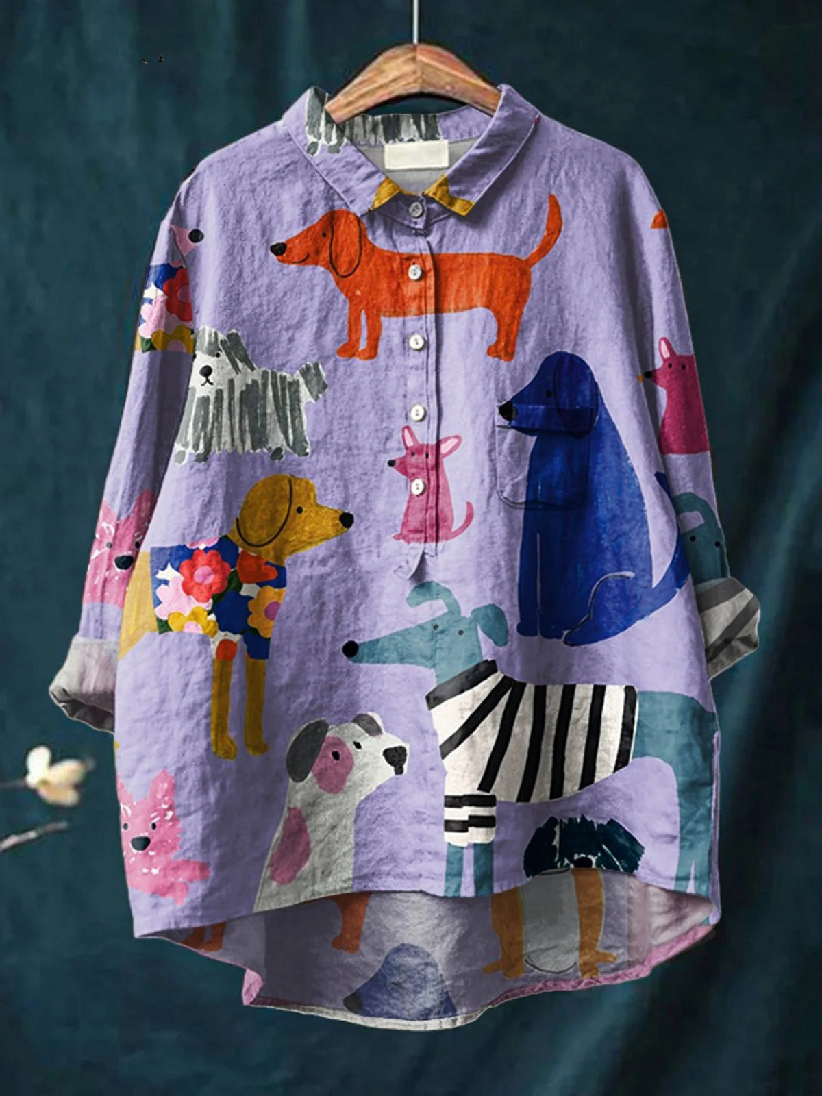Rose | Relaxed Fit Blouse Featuring Dog Design