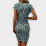 Emma - Short-Sleeved Tulip Dress with All-Over Pattern