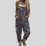 Comfortable Printed Dungarees, Grey/Purple