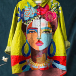 Martha | Casual Blouse Featuring Frida Portrait in Oil Print