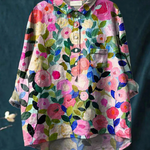 Rose | Women's Casual Blouse Featuring Vibrant Spring Floral Design