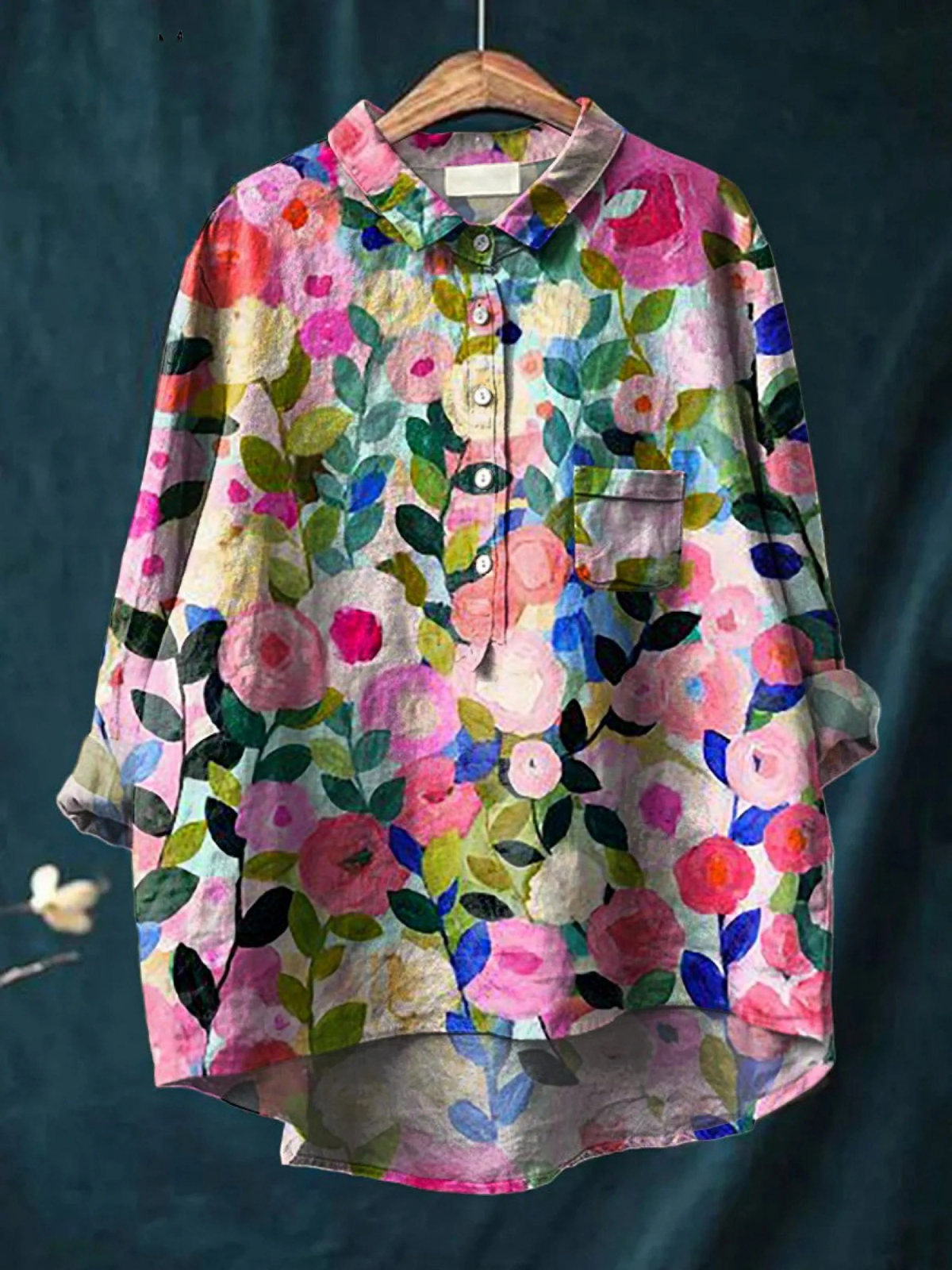 Rose | Women's Casual Blouse Featuring Vibrant Spring Floral Design