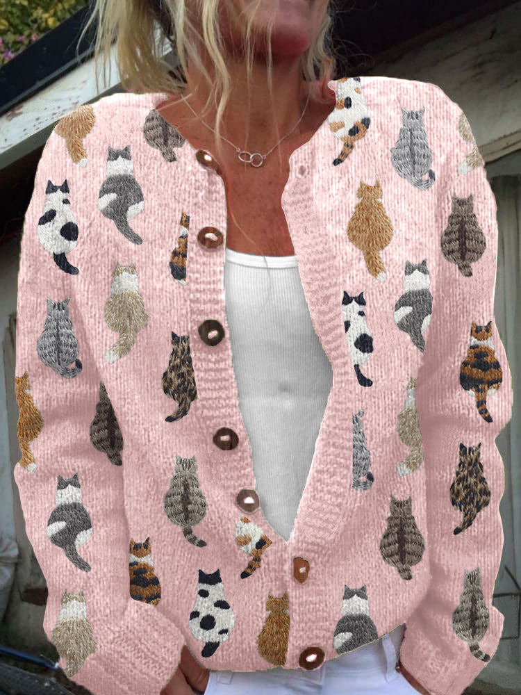 Delilah | Cat Print Autumn Cardigan