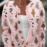 Delilah | Cat Print Autumn Cardigan