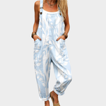 Comfortable Printed Dungarees, Blue/ White