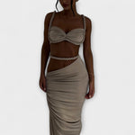 Jane - Stylish Gradient Braid Crop Top & Overskirt Duo
