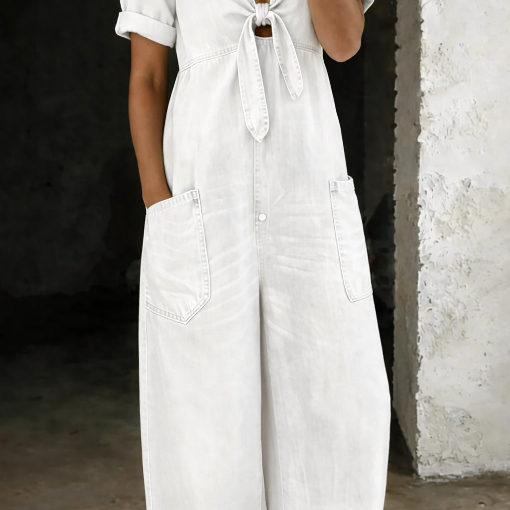 Freya - Short-Sleeve V-Neck Jumpsuit