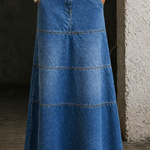 Violet - Mid-Length Denim Skirt