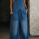 Phoebe - Elasticated-Waist Denim Dungarees
