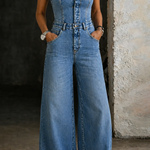 Evie - Strapless Denim Dungarees