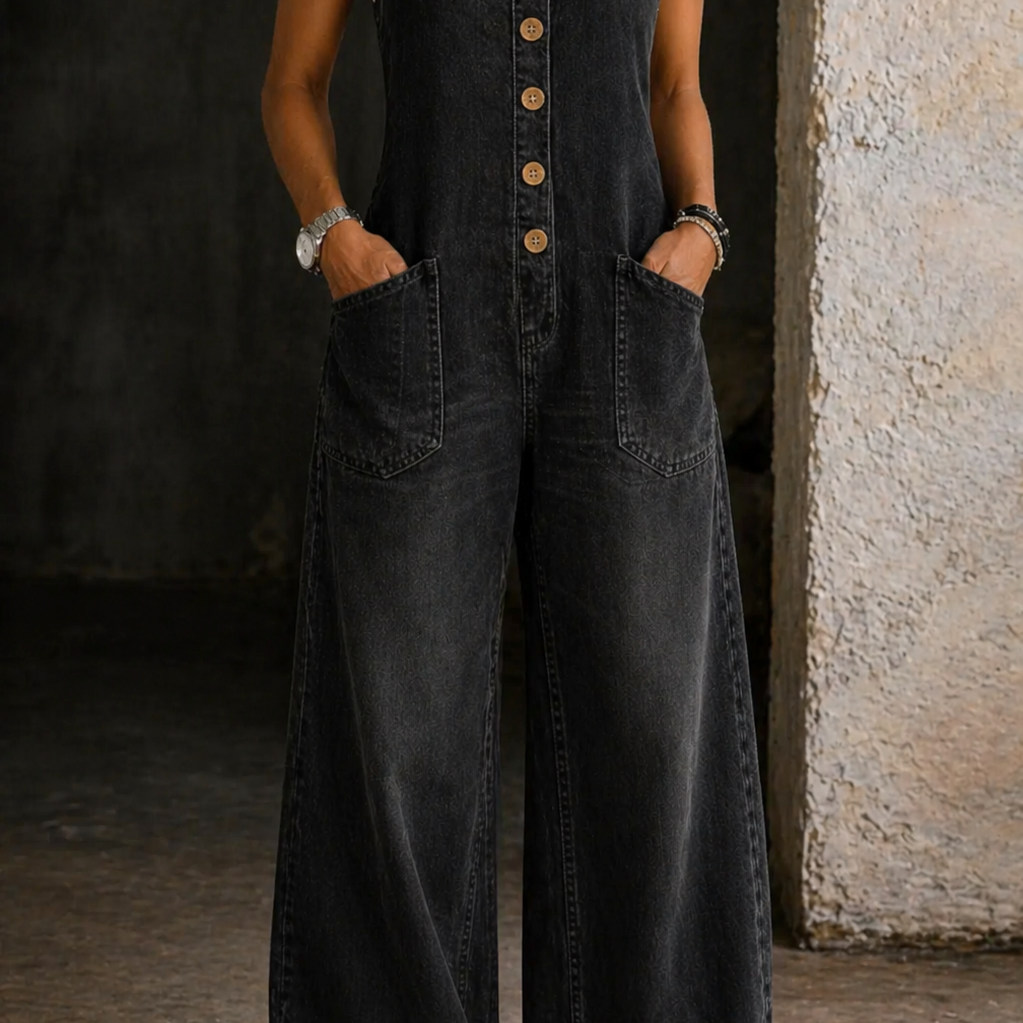 Emily - Vintage Washed Cotton Dungarees