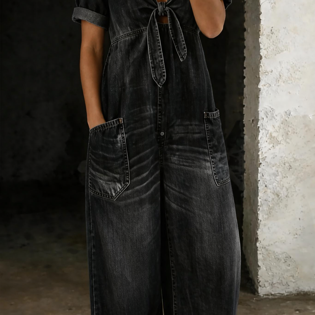 Freya - Short-Sleeve V-Neck Jumpsuit