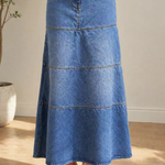 Violet - Mid-Length Denim Skirt