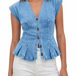 Isobel - V-Neck Denim Top