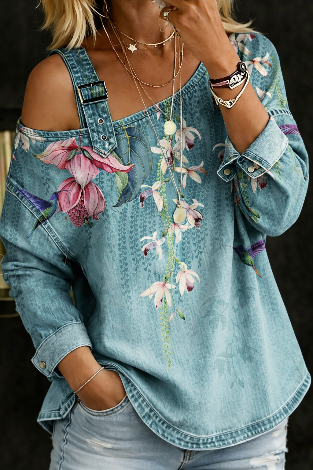 Mia - Off-the-Shoulder Denim Top
